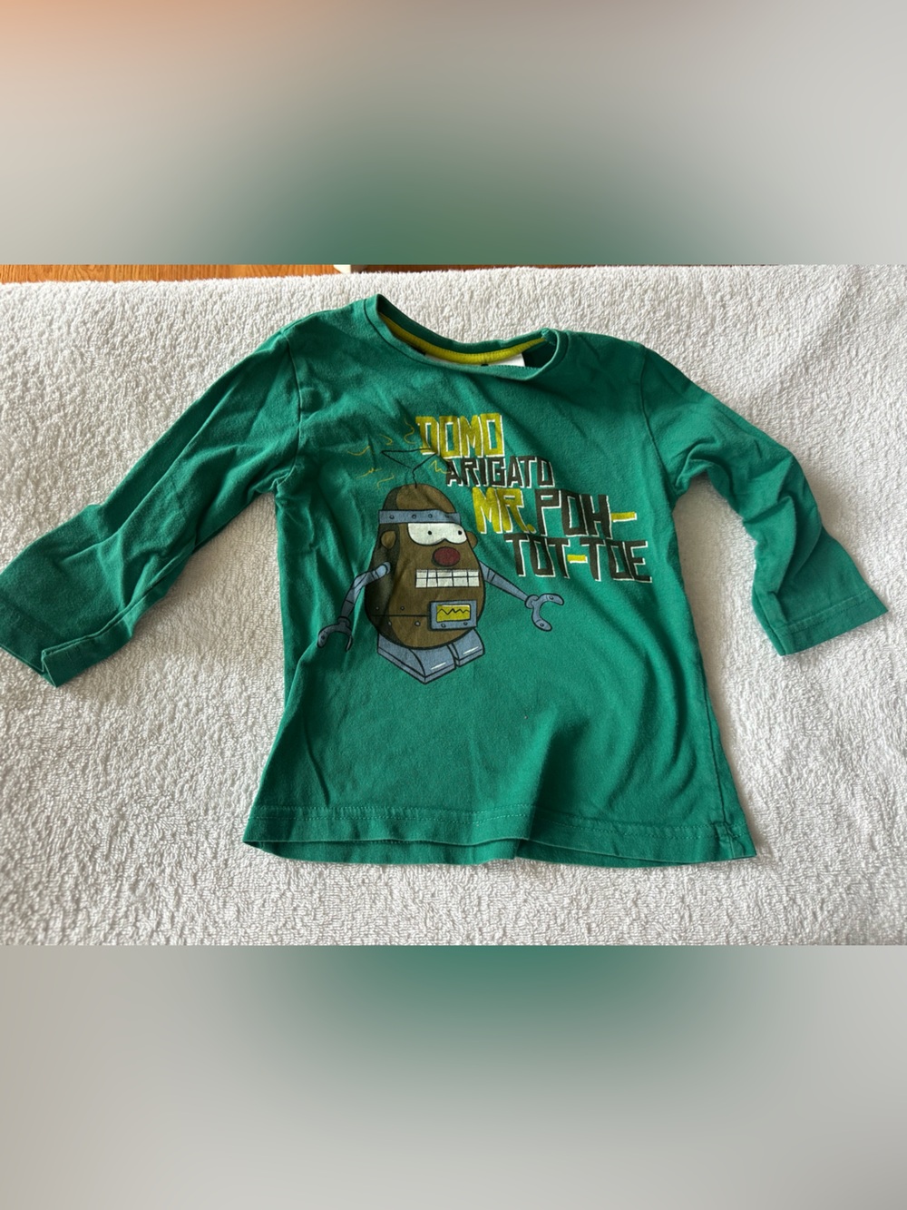Zara Green Long Sleeve Tee with Robot Graphic